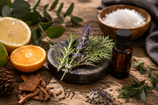 Various herbs and plants used within the deodorant making process. 