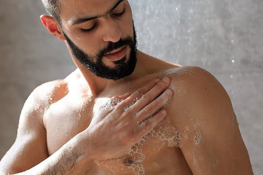 Man using SLS SLES Free Body Wash