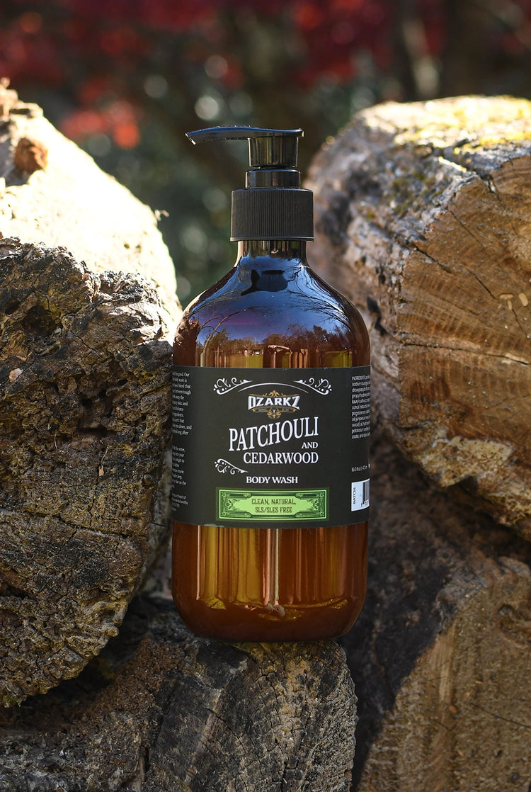 Patchouli and Cedawood Body Wash for Men - Clean, SLS/SLES Free