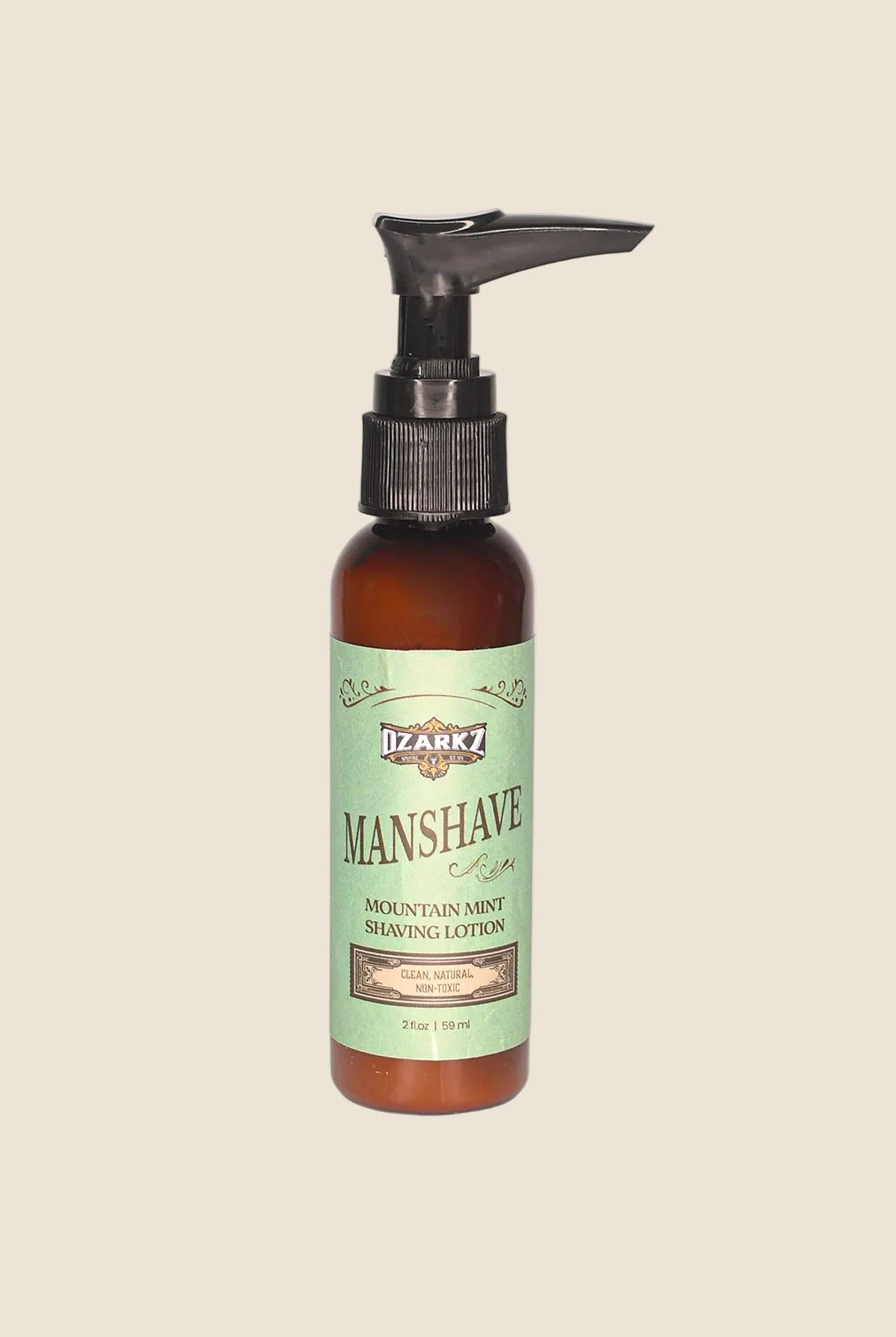 Manshave: Mountain Mint Shaving Lotion from Ozarkz (2oz/Travel)